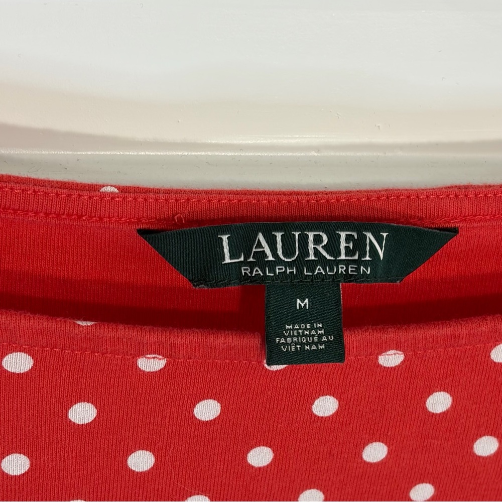 LRL Polka Dot 3/4 Ruffle Sleeve Boatneck Top - Picture 3 of 7